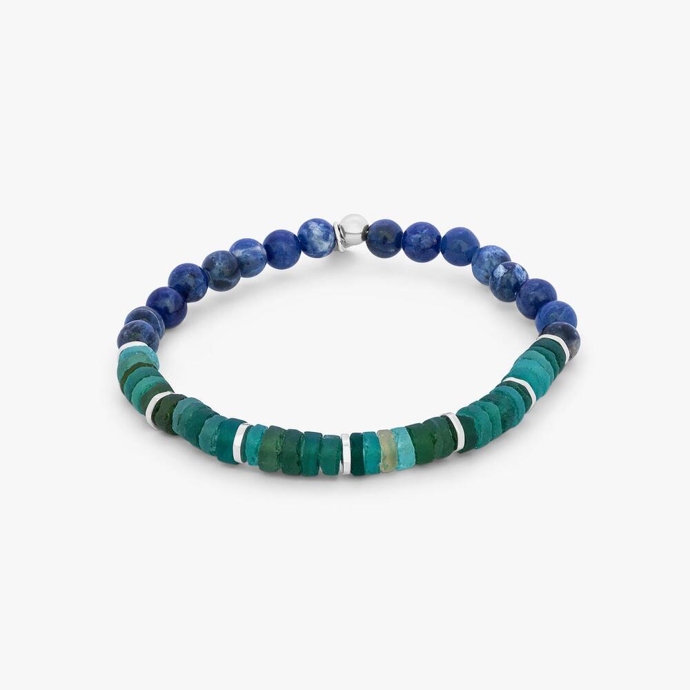 NEW TATEOSSIAN men's oceana in sodalite & roman glass bracelet in multi